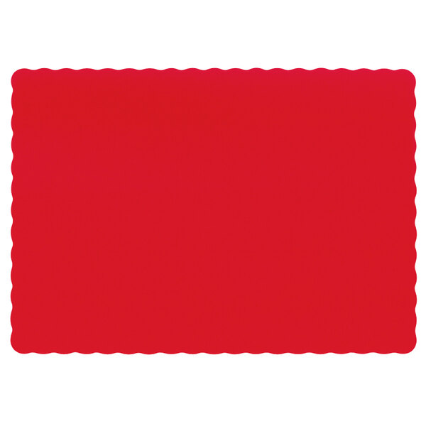 Hoffmaster 310521 10" x 14" Red Colored Paper Placemat with Scalloped