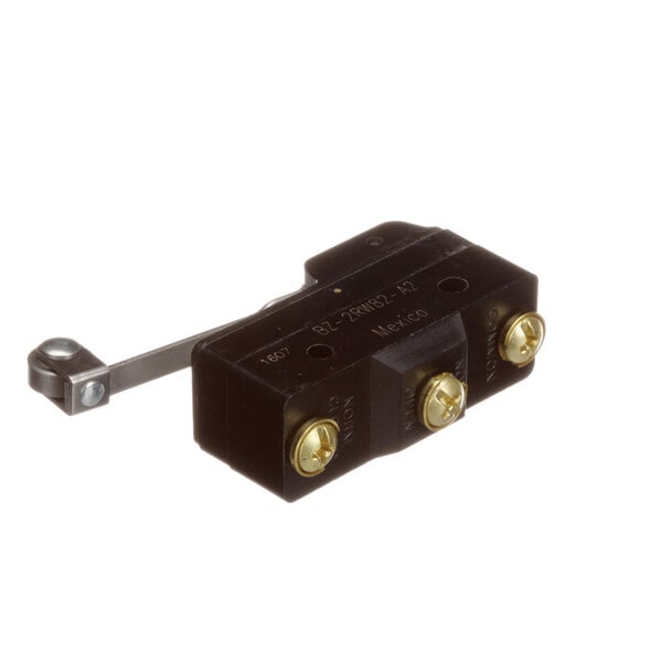 A black Doyon Baking Equipment micro switch with gold buttons.