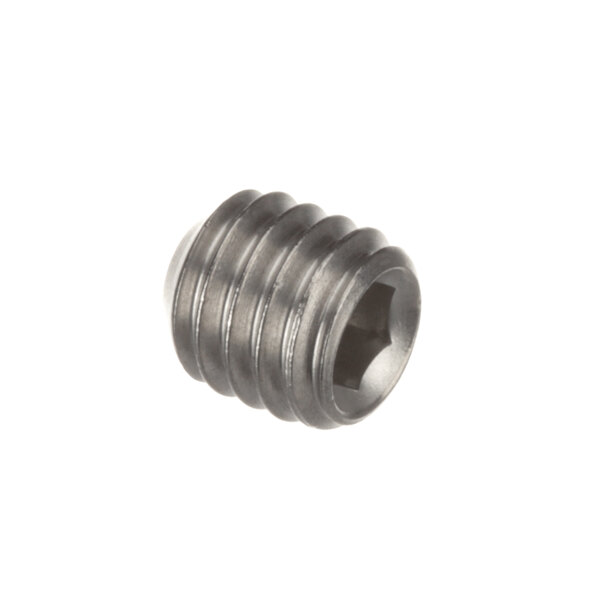 A stainless steel Cleveland screw with a threaded hole.