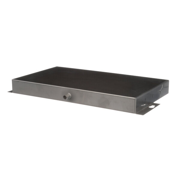 A black rectangular metal box with a metal handle.