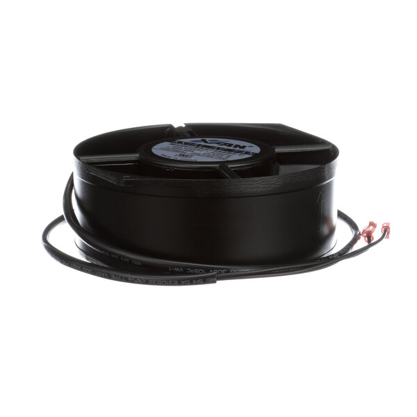 A black circular Delfield fan with wires.