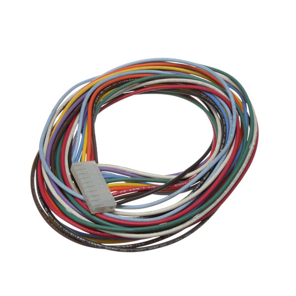 A Delfield wire harness with multiple colorful wires.