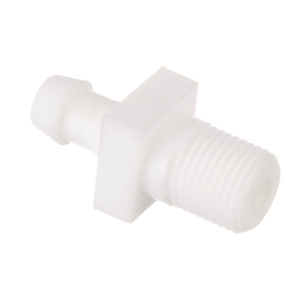 A close-up of a white plastic Antunes barb fitting.