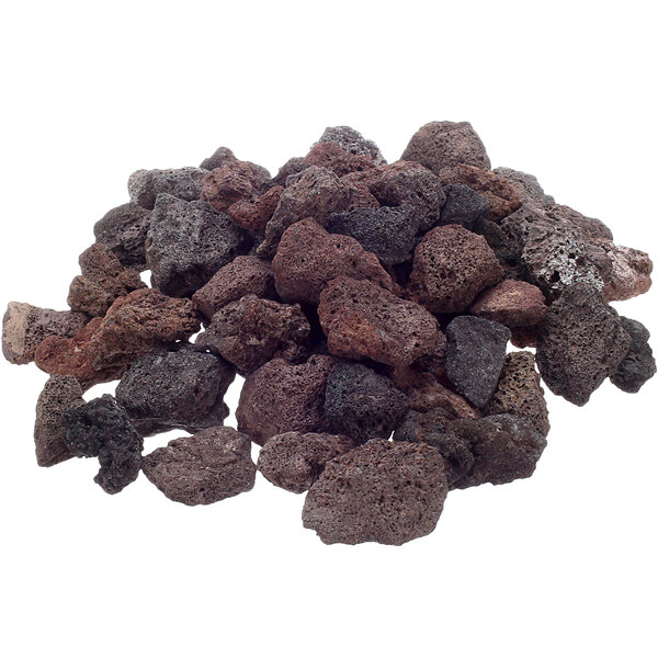 A pile of black rocks on a white background.