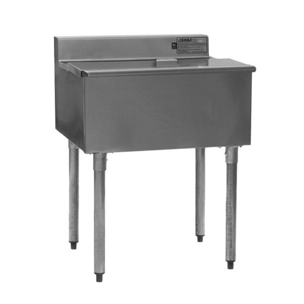 An Eagle Group underbar ice chest with a post-mix cold plate and metal legs.