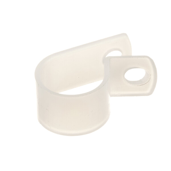 A white plastic ring with a hole.