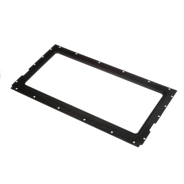 A black rectangular plastic door cover with holes.