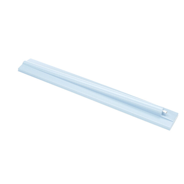 A long white tube with a blue handle.