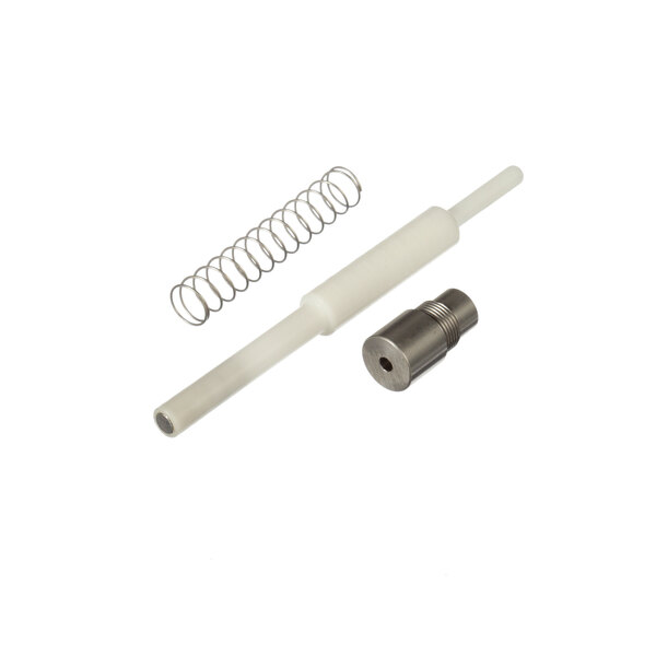 A white plastic screw and spring for a Sammic Security Axis Set Cutter.