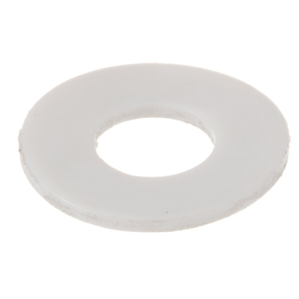 A white round Teflon spacer with a hole in the center.