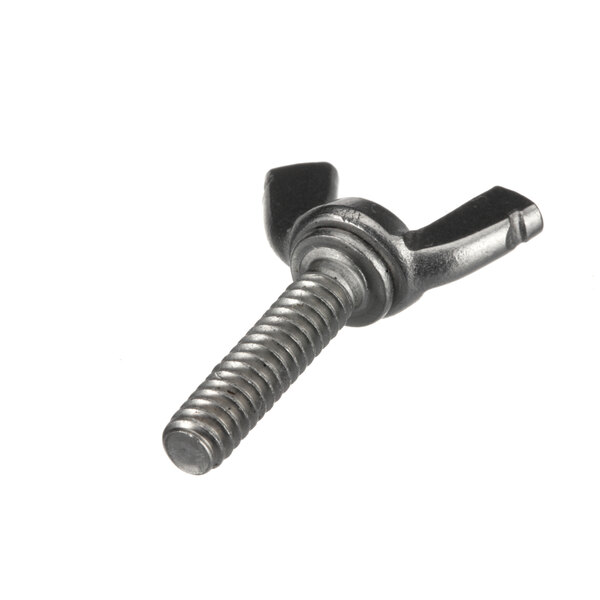A close-up of a US Range stainless steel wing screw with a metal head.