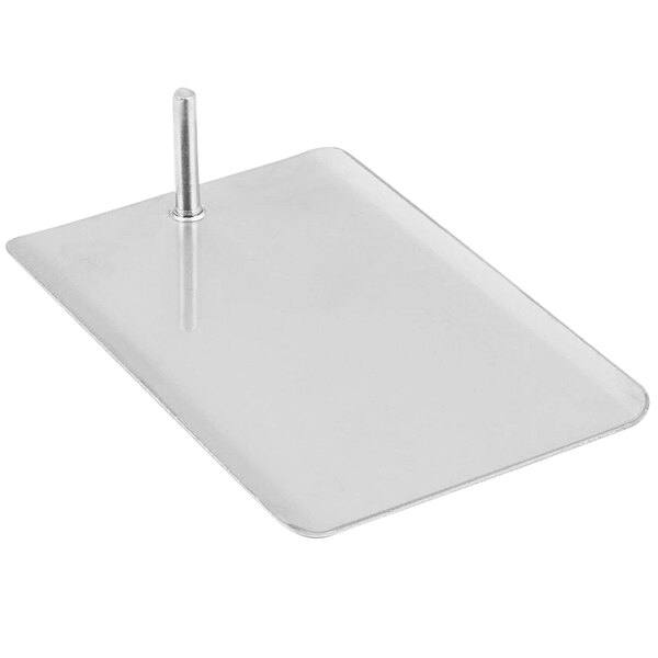 A white rectangular tray with a metal pole.