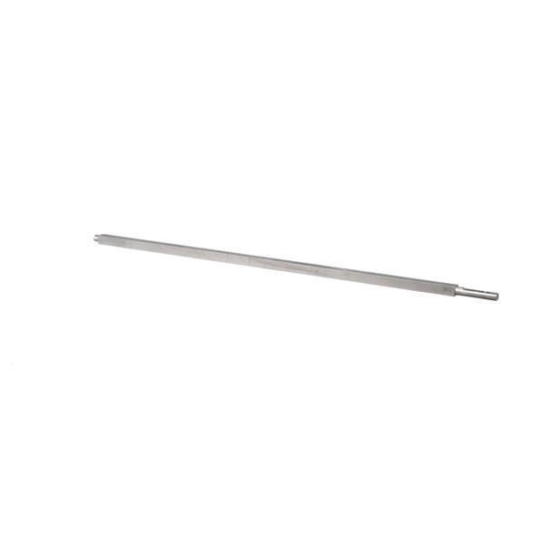 A long metal rod with a handle on a white background.