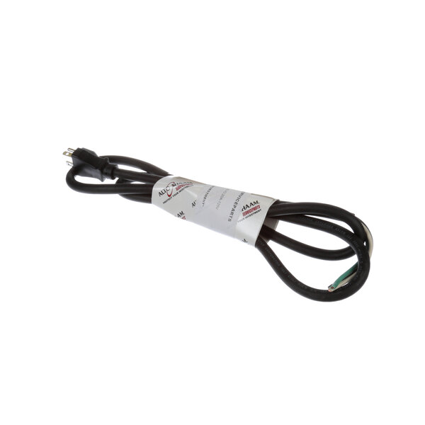 A black electrical cord with a white label that says "Alto-Shaam CD-3397 Cord 20 Amp"