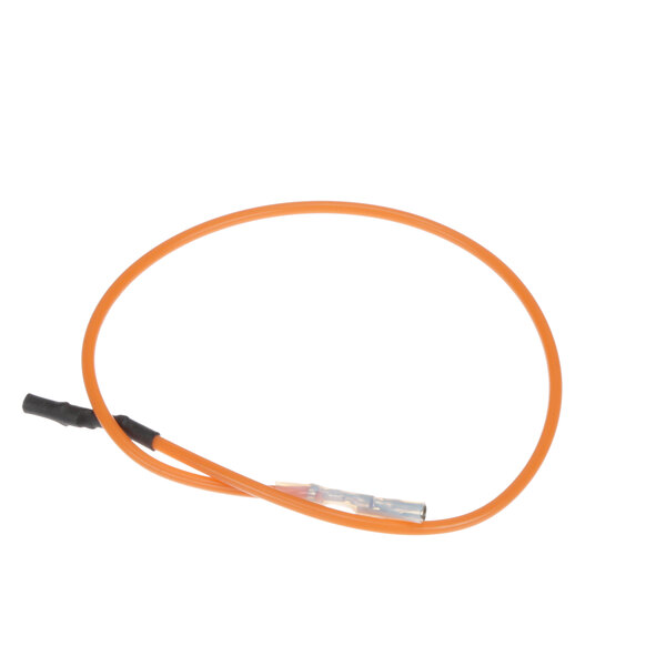 A close-up of the orange Garland high tension wire lead with a black connector.