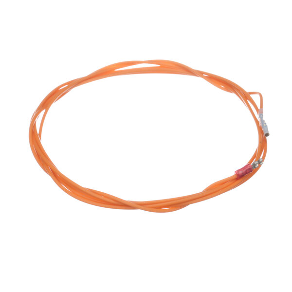 A close-up of an orange Garland high tension lead cable.