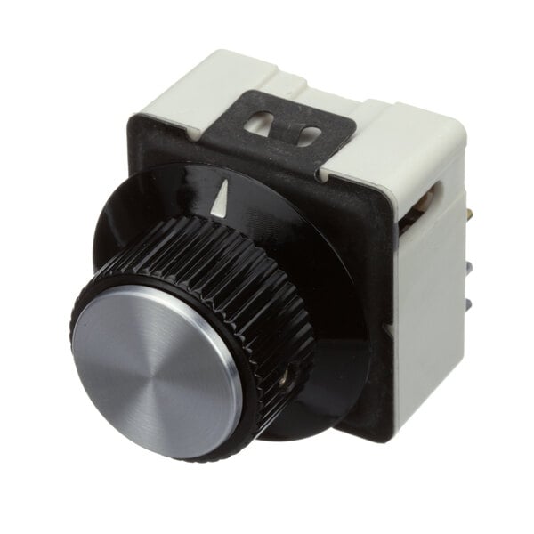 A black and white Lockwood humidity control switch with a black knob.