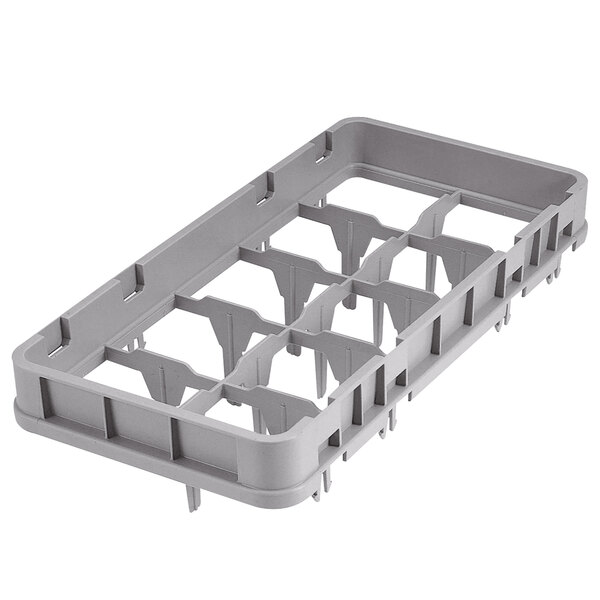 A grey plastic Cambro half size extender with 10 compartments.