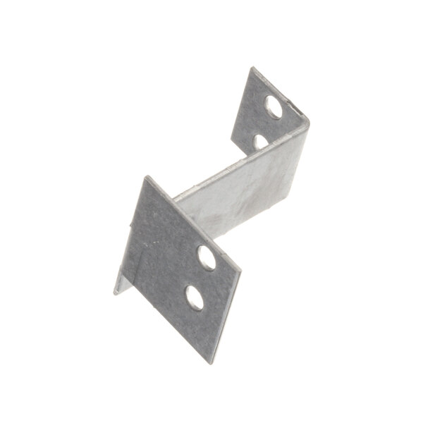 A metal bracket with holes in the corners.