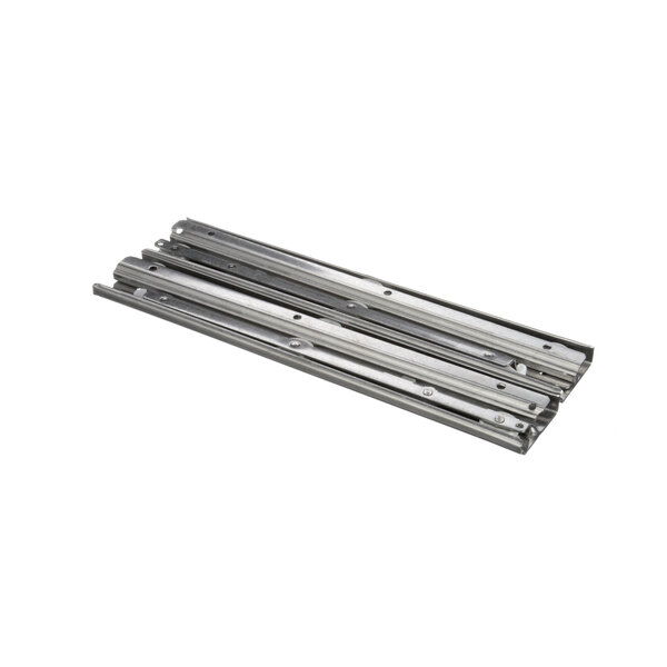 A pair of metal slides for refrigeration equipment.