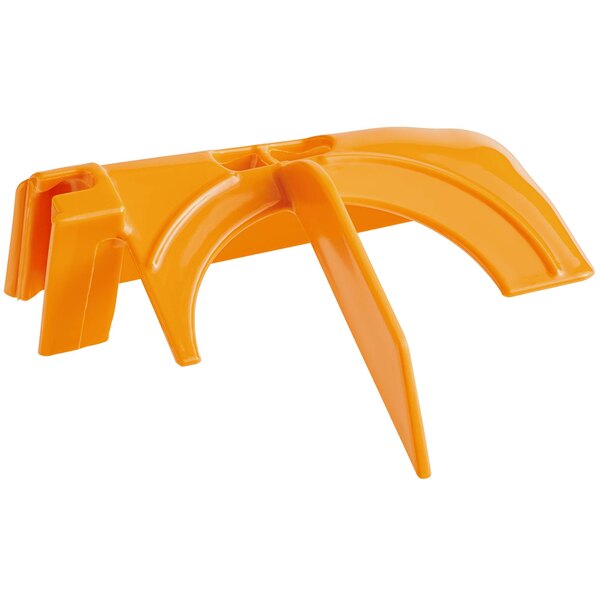 A yellow plastic Zumex S3300010 Right Peel Ejector with two holes.