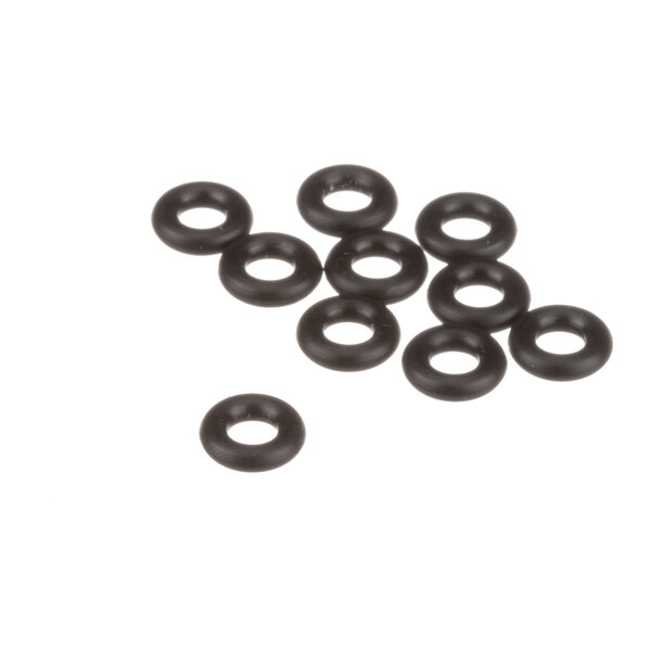 A group of black rubber O-rings.