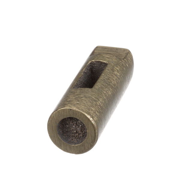 A brass metal plunger knob with a hole in it.