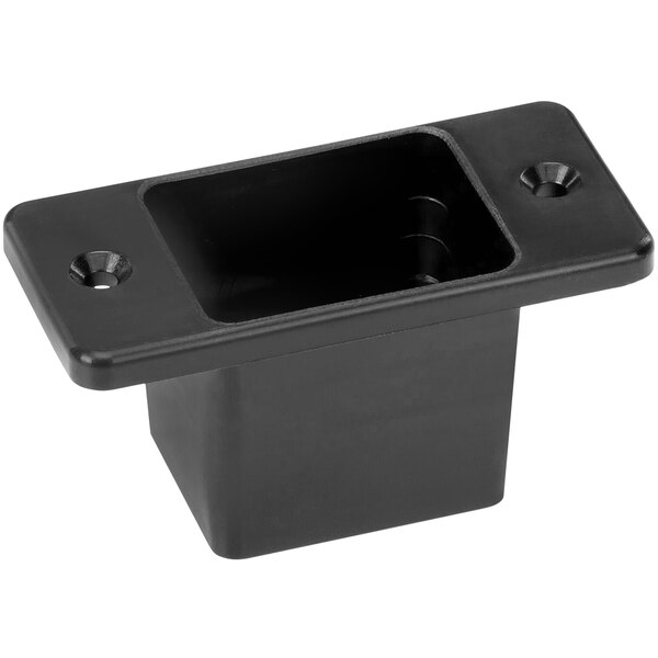 A black rectangular Henny Penny cover drawer with two holes.