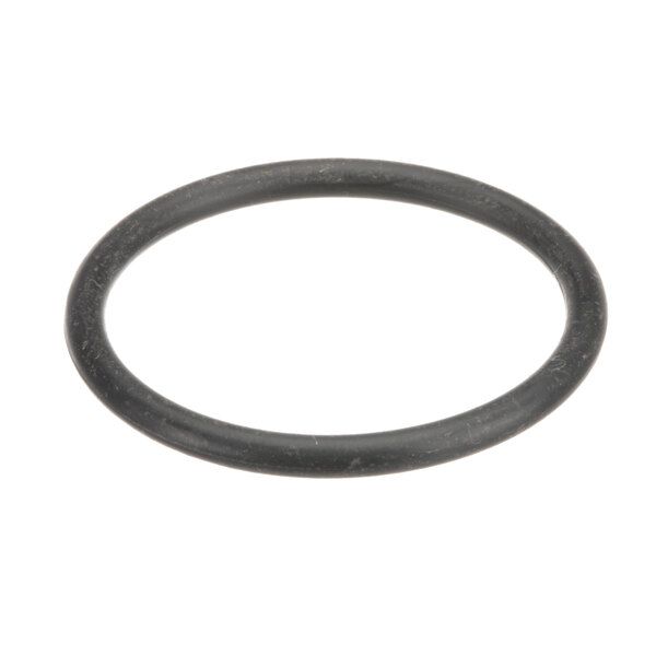 A black rubber round o-ring on a white background.