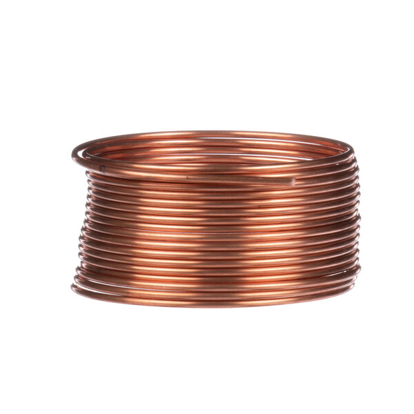 A close-up of a coil of copper Duke capillary tube.