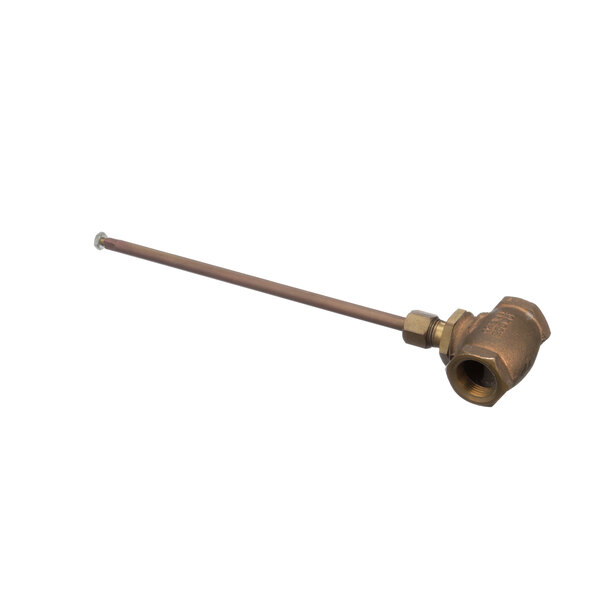 A brown metal Cleveland globe valve stem.