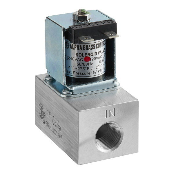 An American Range solenoid with a red button on it.
