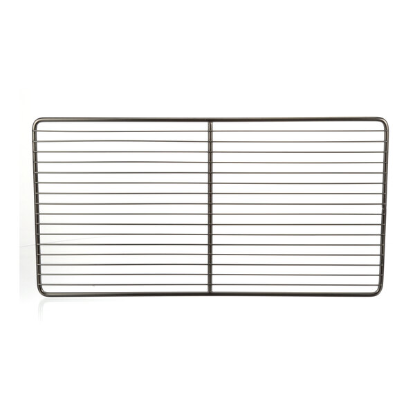 A metal grid shelf for a Randell prep refrigerator on a white surface.