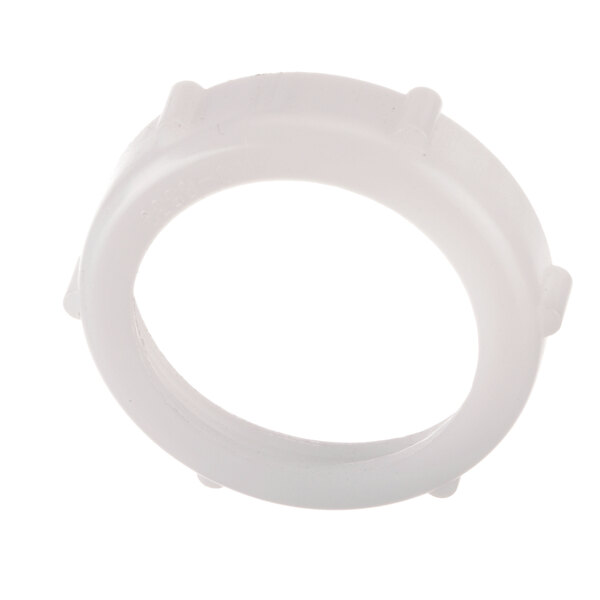 A white plastic ring with holes.