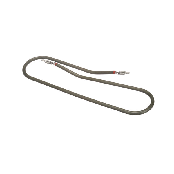 A Hobart Heating Element with a long metal cable, red and black wires with silver ends on a counter.