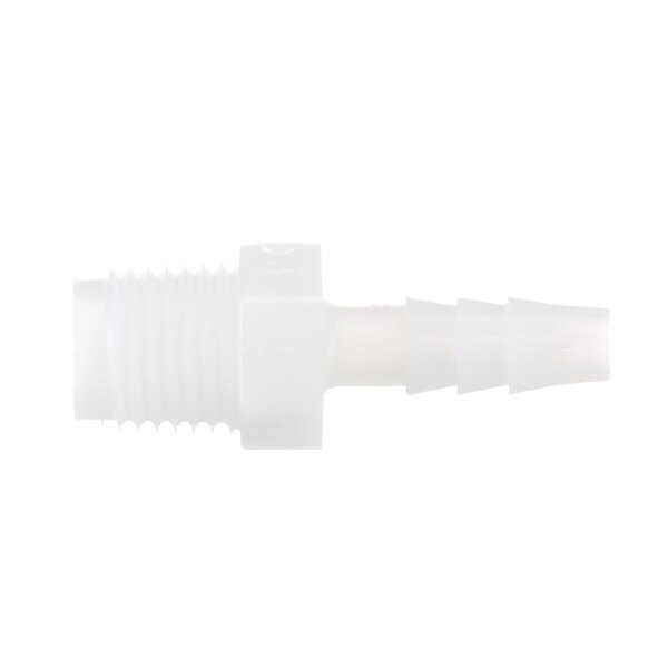 A close-up of a white plastic pipe connector.