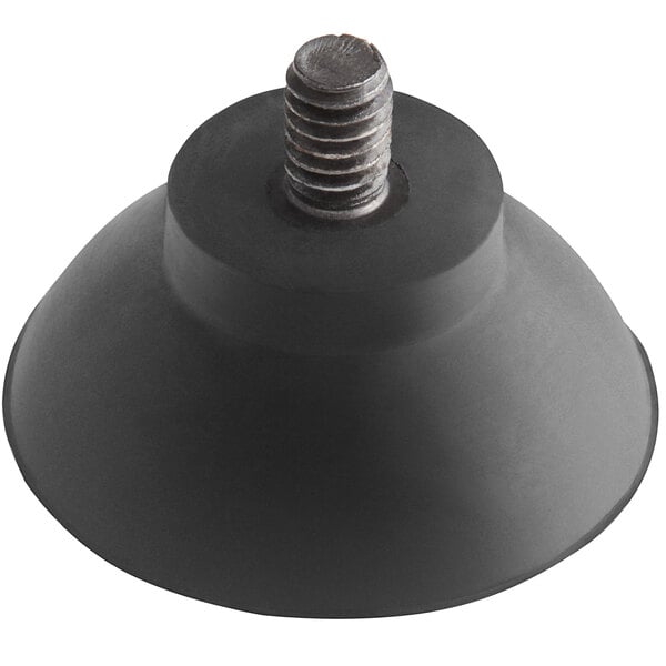 A black rubber suction foot with a screw on top.