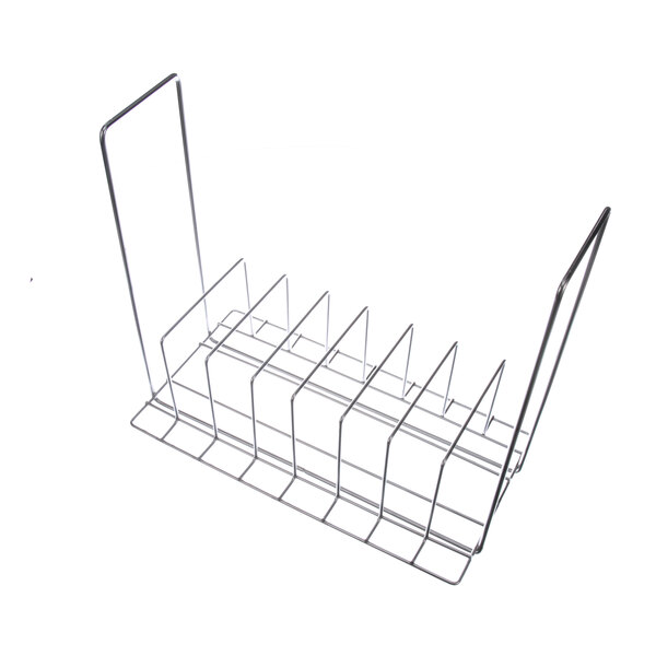 A metal Pitco taco rack with six compartments.