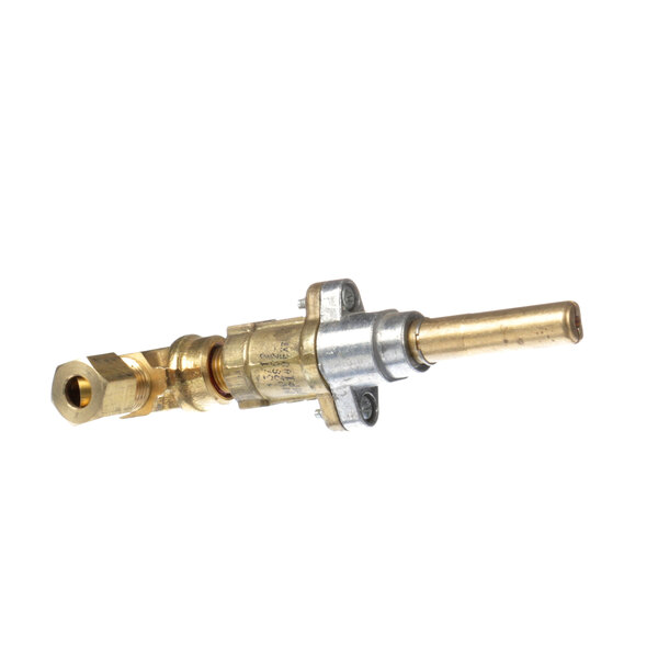 A brass US Range valve with a gold handle.