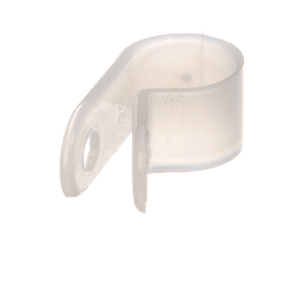 A white plastic cable clamp.