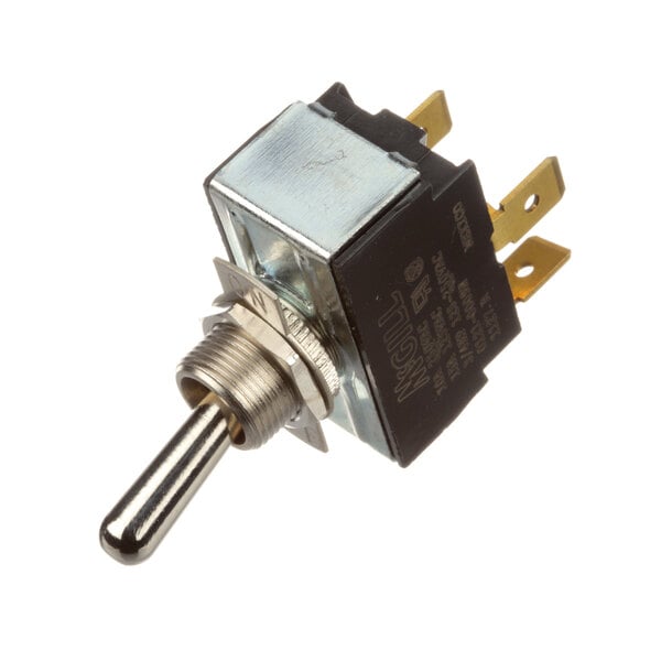 An Ultrafryer Systems toggle switch with a metal handle.
