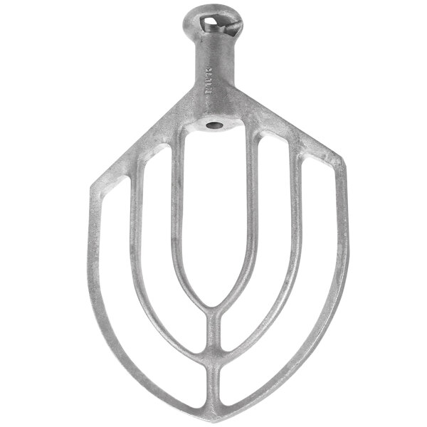 A silver Blakeslee batter beater attachment with a handle.