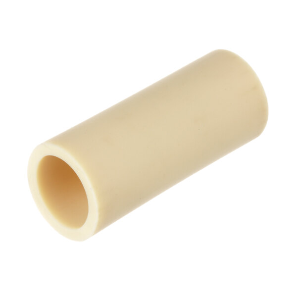 A beige plastic tube with a hole on a white background.