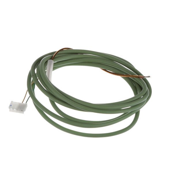 A green wire with a white connector.