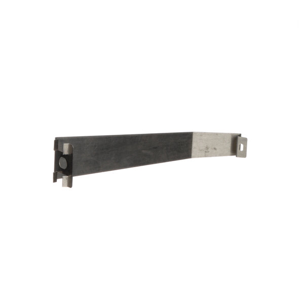 A metal bracket with a black rectangular handle.