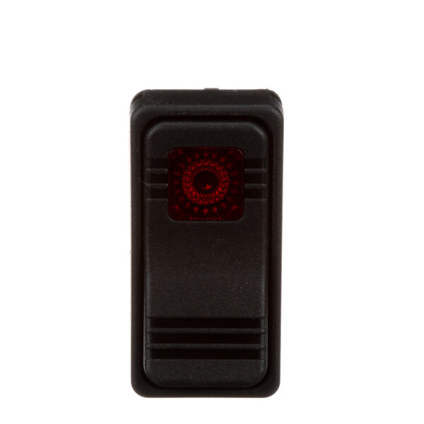 A black rectangular NU-VU rocker switch with a red light.