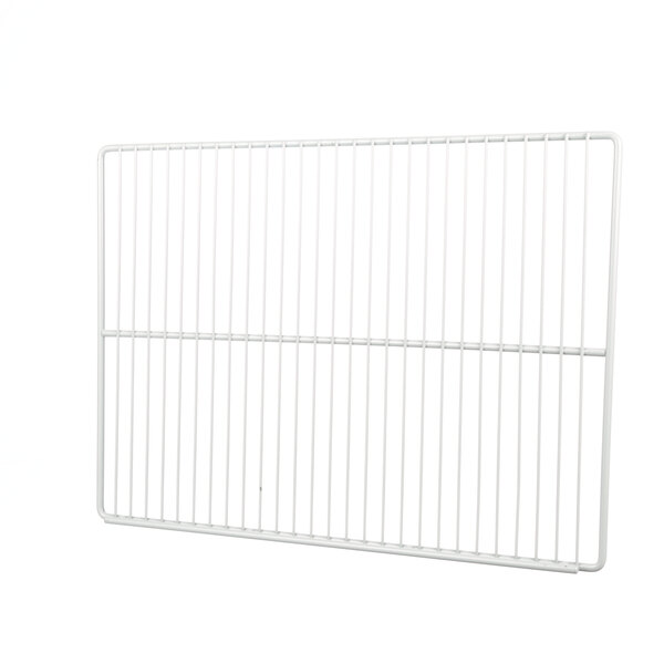 A white wire shelf on a white background.