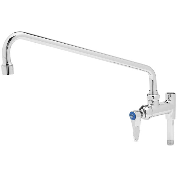 A 14" chrome T&S add-on faucet with a long blue handle.