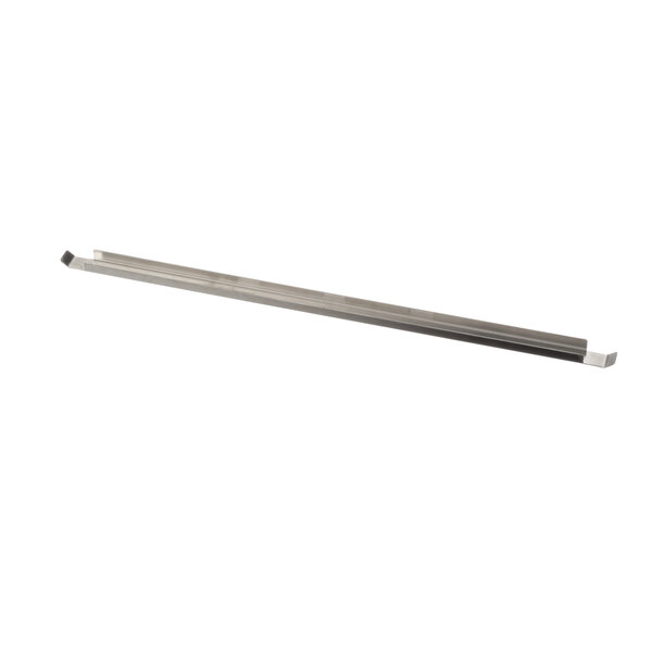 A long metal bar with a rectangular end on a white background.