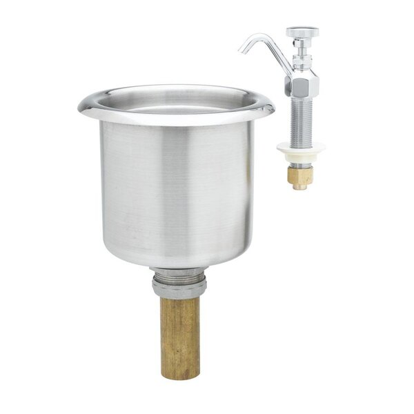 A stainless steel T&S dipper well sink with a spigot.